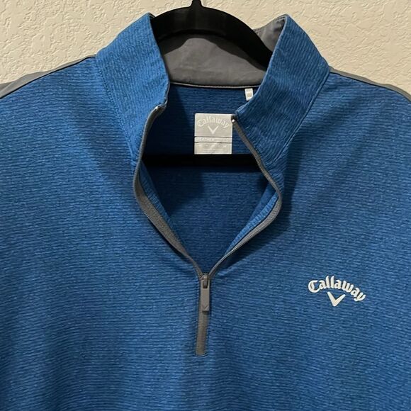 CALLAWAY Men's Long Sleeve Blue/Grey Fineline 1/4 Zip Jacket, Size M - Picture 3 of 12